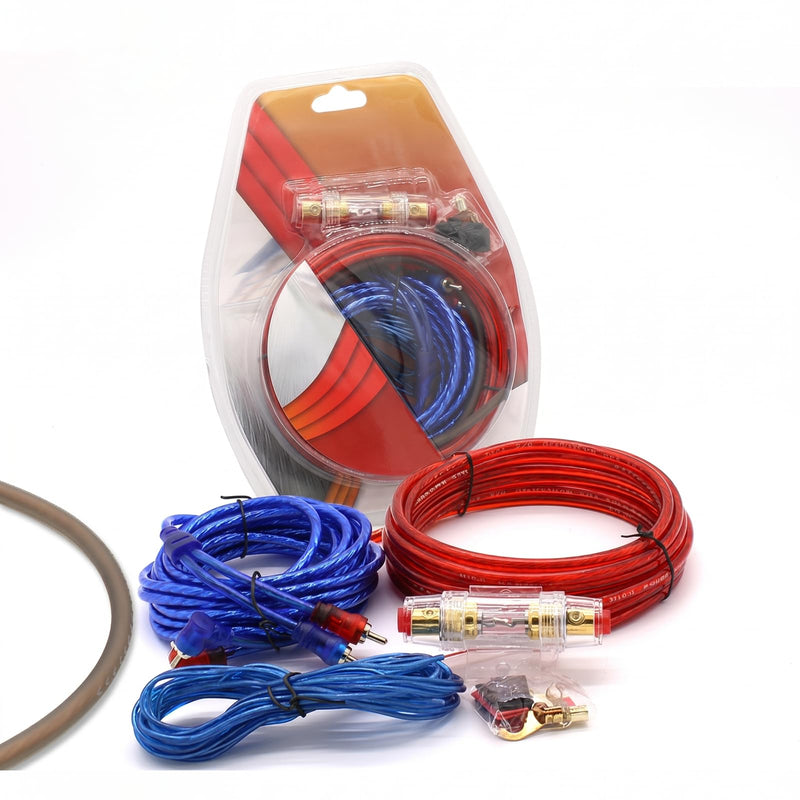 10 Gauge Amplifier Wiring Kit Complete Installation Cable Set with RCA Cord Speaker Wire AGU Fuse Holder Connector for Vehicle Van Subwoofer Audio System