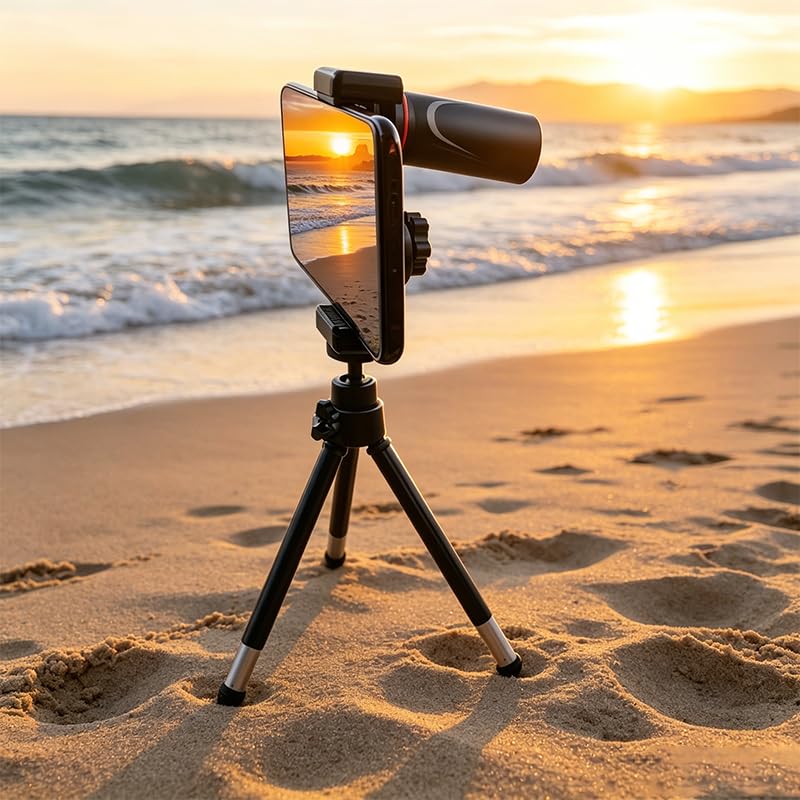 Compact Monocular Telescope, Phone Clip & Tripod, Portable High Definition Monocular for Outdoor Bird Watching, Concerts, and Travel