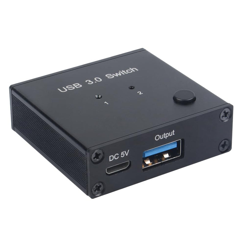 USB 3.0 Switch 2 in 1 Out, USB Switcher 2 Computers Sharing Keyboard or Mouse Printer Scanner Webcam, Printer Splitter for 2 Computers, 2 Port USB Selector Switch with 2 USB3.0 Cables Black 12cm usb 2 in 1 out