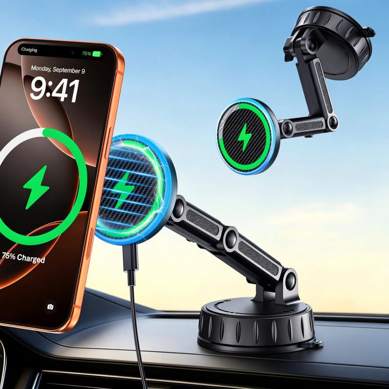 for MagSafe Car Mount Charger, Strong Magnetic Phone Holder for Your Car | Magnetic Adjustable Wireless Car Charger Fast Charging, Stable Phone Mount for Dash/Windshield, fits Phone 17 16 15 14 13 12
