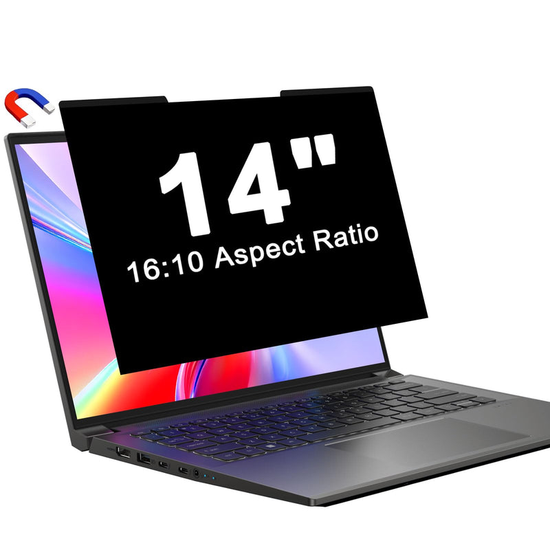 Laptop Privacy Screen 14 Inch Magnetic(16:10 Aspect Ratio) Removable | Anti Spy Blue Light Glare Laptop Privacy Screen Filter Matte for Dell/Hp/Acer/Lenovo/Samsung/Asus/ThinkPad 14 Inch with 16:10 Aspect Ratio