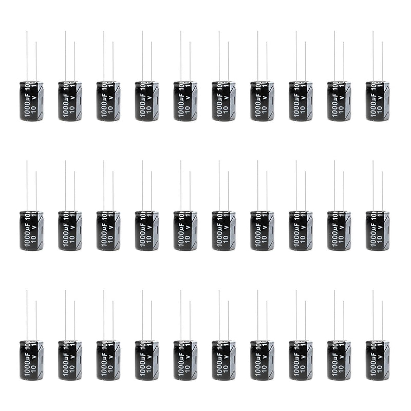ZYAMY 30PCS 10V 1000UF High Frequency Aluminum Electrolytic Capacitors 0.31x0.47in for TVs LCD Monitors Radios Game Consoles Household Appliances