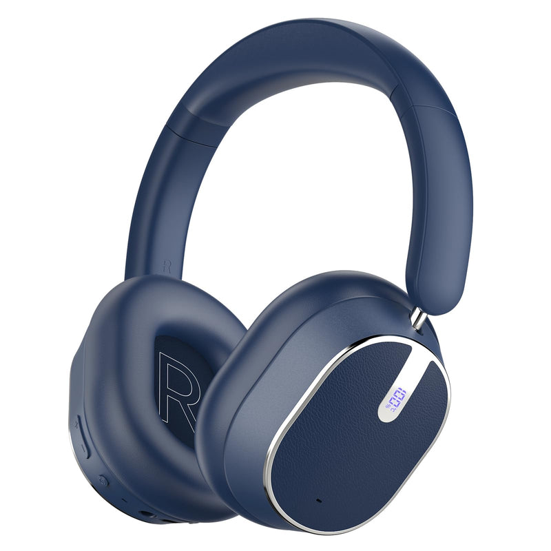 Hybrid Active Noise Cancelling Bluetooth Headphones Wireless Headphones | Over Ear, 120H Playtime, Hi-Res Audio, Deep Bass, Memory Foam Ear Cups for Home Office Travel Black，blue Blue