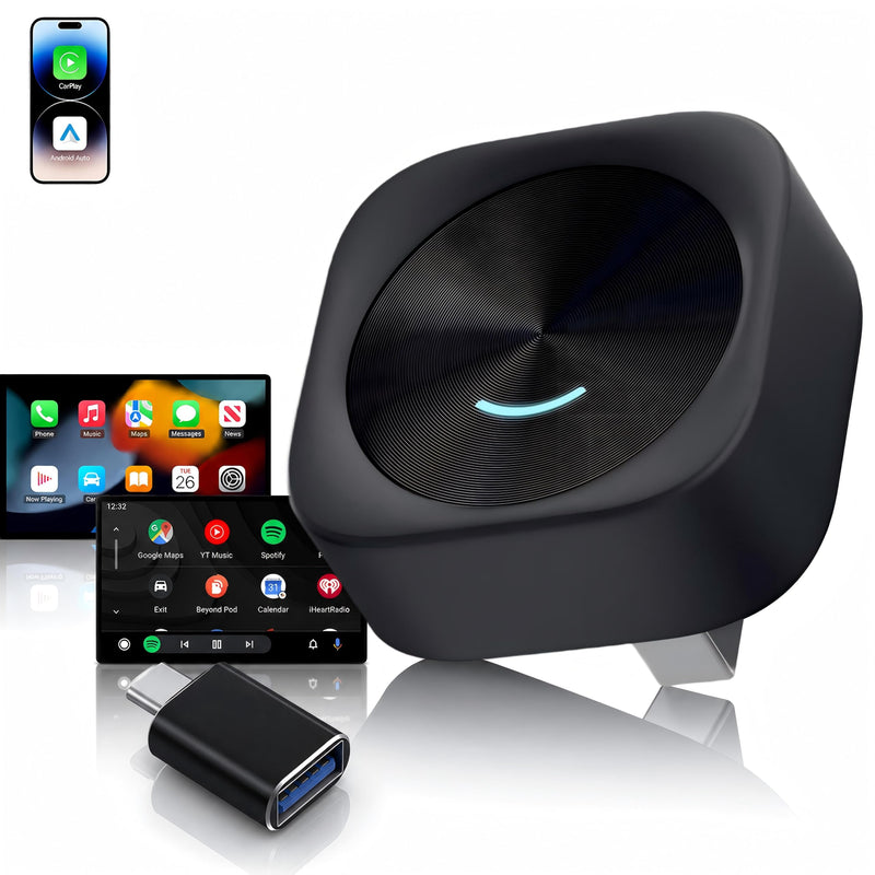 Wireless CarPlay & Android Auto Adapter, Convert Wired to Wireless | Fast Auto Reconnect, Plug & Play for Factory Wired CarPlay Vehicles, Compatible with Most Cars 2016+, Black