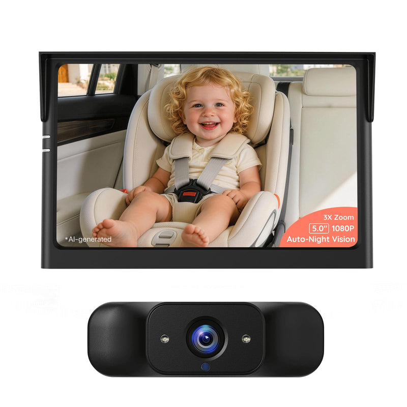 LUCKVIEW BM1 Baby Car Camera, 5" 1080P Baby Car Monitor | Auto IR Night Vision, 3X Zoom & 360° Rotation, Easy No-Tool Installation, Real-Time Rear Seat View for Safe Driving USB Power Cable