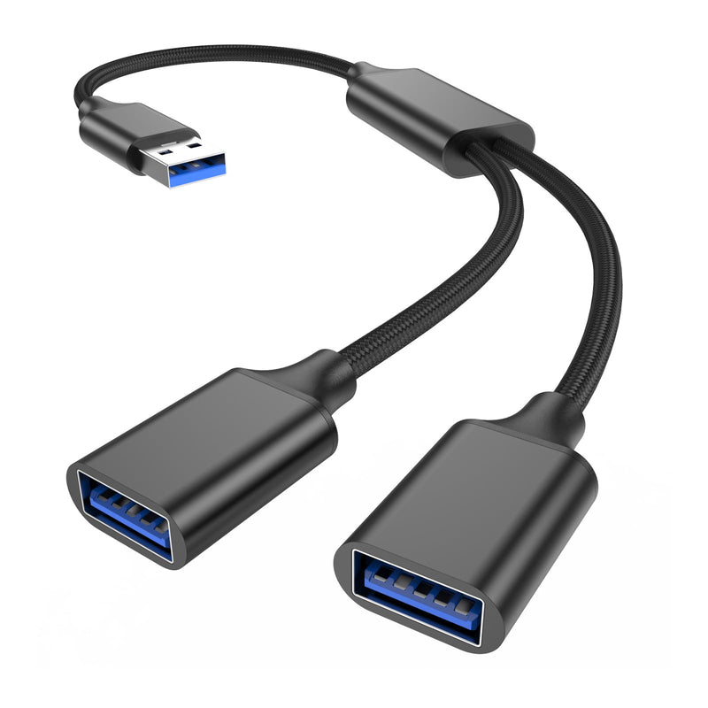 USB Splitter 1 in 2 Out,USB Male to Dual USBA Female Y Splitter | 30cm USB 2.0 Splitter Cable Adapter for Car,for PC,Laptop,MacBook,Keyboard,PS4,PS5,Xbox,Flash Drive,LED,Mouse USB Type A to 2 USB Type A
