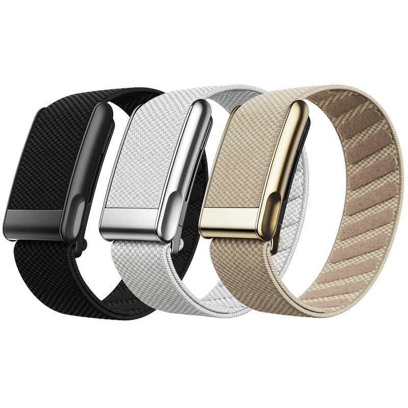 3 Pack Nylon SuperKnit Sport Bands Compatible with WHOOP 5.0/MG Band for Men Women - Soft, Breathable & Comfortable, Adjustable Replacement Wristbands Straps- Not Compatible with Gen 4 Black/Starlight/Dune Gold For Whoop 5.0 Mg