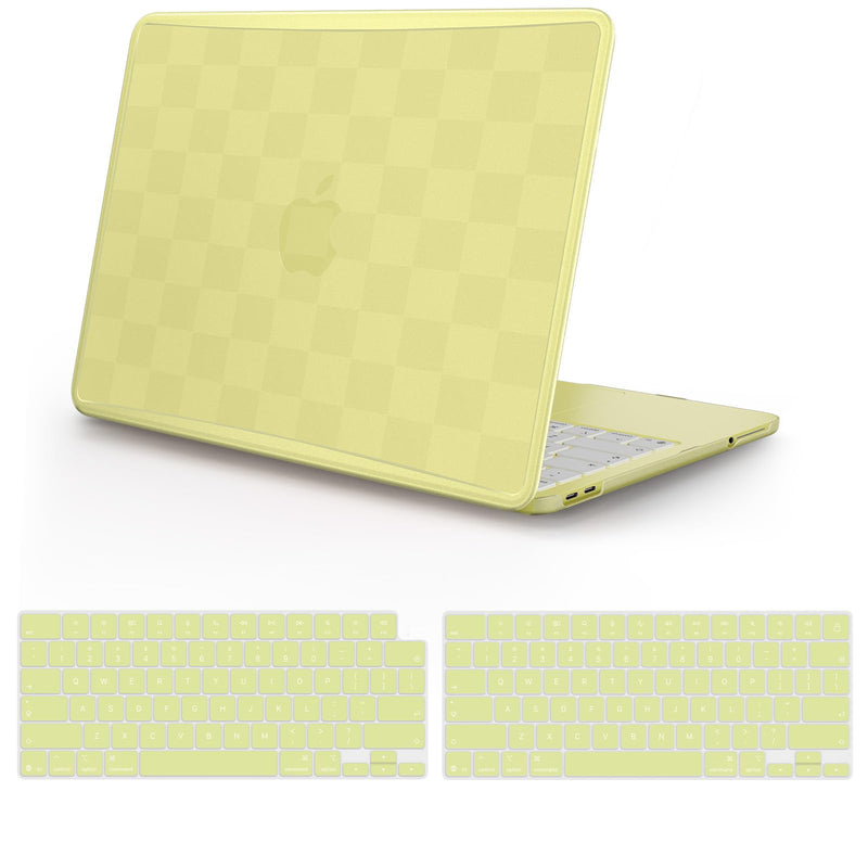 iCasso for MacBook Neo 13 Inch Case 2026 A3404 Citrus Yellow | MacBook Neo 13 Inch Subtle Checkerboard Case, A18 Pro Chip, Keyboard Cover Screen Film