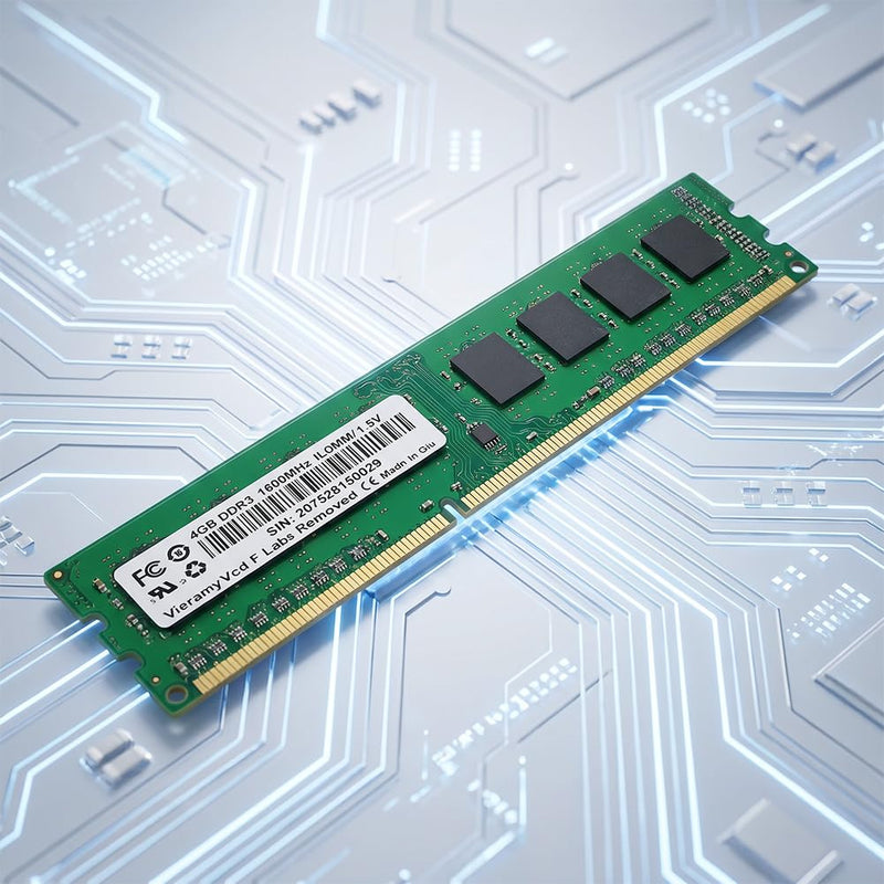 1PCS 4GB DDR3 RAM 1600MHz 1.5V – Desktop Computer Memory Module for PC Upgrade, Compatible with DDR3 Motherboards