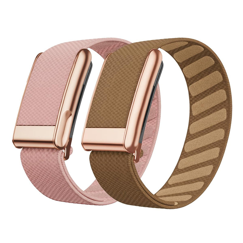 2-Pack Superknit Bands Compatible with WHOOP 5.0, Comfortable and Durable Replacement Wristband for One Peak & MG with Rose Golden/Golden Accessories (Includes 1pcs One Peak + 1pcs MG) Pink