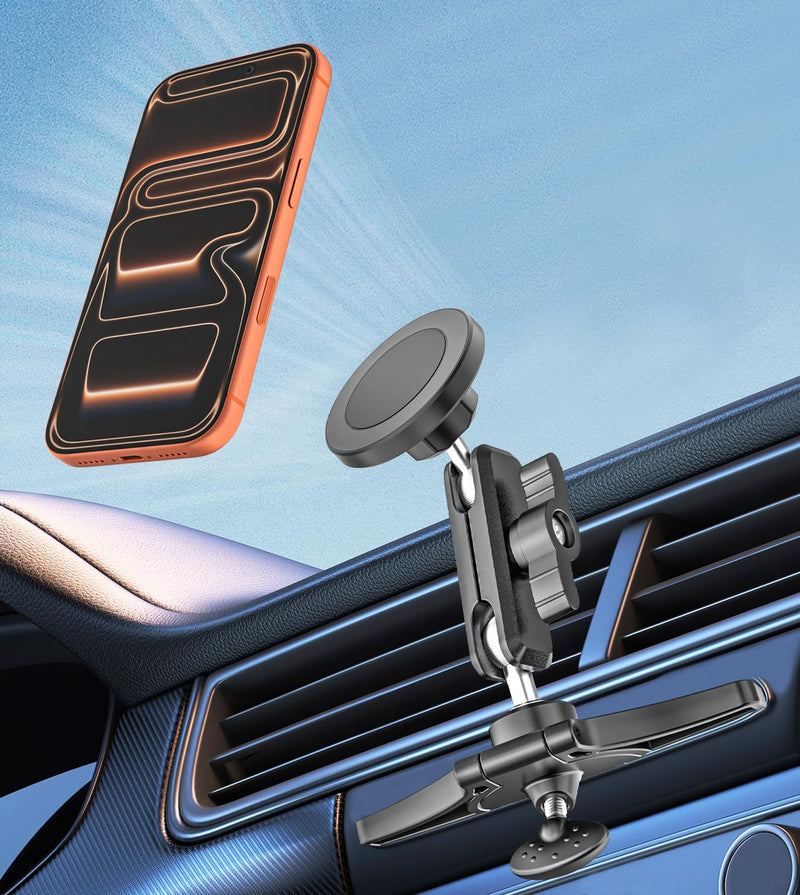 Magnetic CD Phone Holder for Car with 360° Metal Arm/Strong Magnets | for Magsafe CD Slot Phone Mount | Anti Shake Magnet CD Player Phone Mount for iPhone 17 Pro Max 16 15 14 13 Galaxy S26 S25
