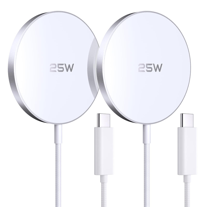 MagSafe Charger 2 Pack 25W Magnetic Wireless Charger Fast Charging Pad | Two magnetic charging pads with braided USB C cables, compatible with iPhone 17/16/15/14/13/12 and AirPods 4/3/2/Pro 4.2FT