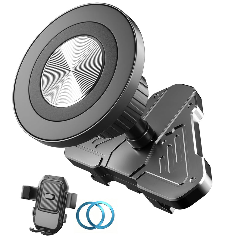 Car Vent Phone Holder for Ford F150 2015-2020 & Super Duty 2017-2021 | Expedition 2018-2021, CNC-Machined Aluminum Air Vent Mount with Magnetic and Spring Clamp Heads, 45° Adjustable Truck Bracket