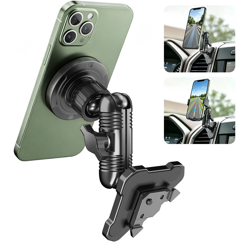 Car Vent Phone Holder for Ford F150 2015-2020 & Super Duty 2017-2021 | Expedition 2018-2021, CNC-Machined Alloy Air Vent Mount with Magnetic and Spring Clamp Heads, 360° Adjustable Truck Bracket
