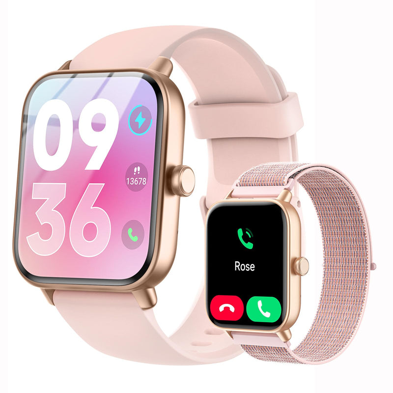 Smart Watch for Women Men, 1.85" HD Fitness Tracker for iPhone Android, Heart Rate/Sleep Monitor, Alexa Built-in, Bluetooth Calls & Text Alerts, 100+ Sports Modes, IP68 Waterproof