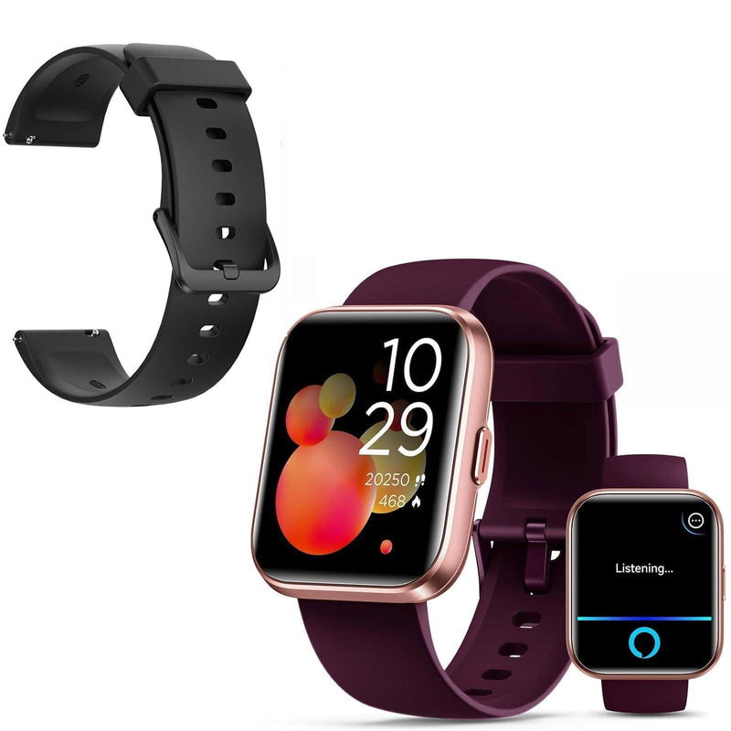 Smart Watch for Women Men with Extra Black Silicone Watch Band Replacement