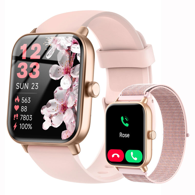 Smart Watches for Women Men, Built-in Alexa 1.85" Fitness Tracker, Bluetooth Calls, Heart Rate Sleep Monitor, 100+ Sports Modes, IP68 Waterproof Smartwatch Compatible with iPhone Android
