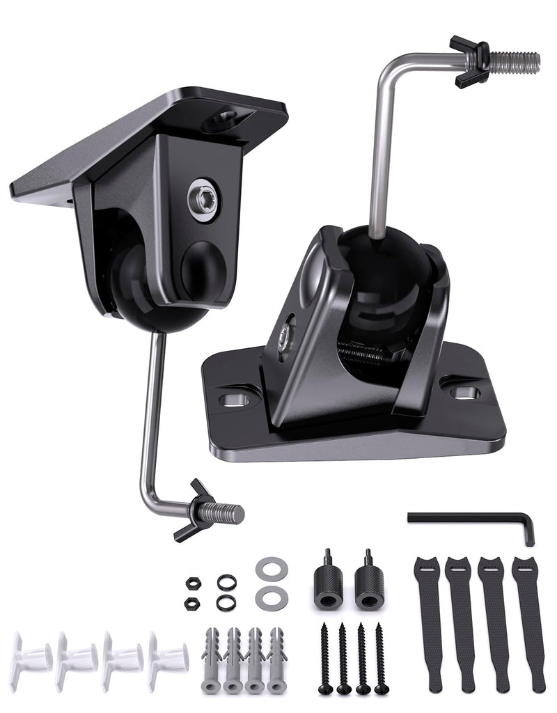 Speaker Ceiling Mount for Satellite Speaker, Tilt and Swivel, 2 Pack | Tilts 60 Degrees and Swivels 360 Degrees, 1/4"-20 M4 M5 Thread Universal Bracket, Ideal for Rear Surround Sound, Easy Install