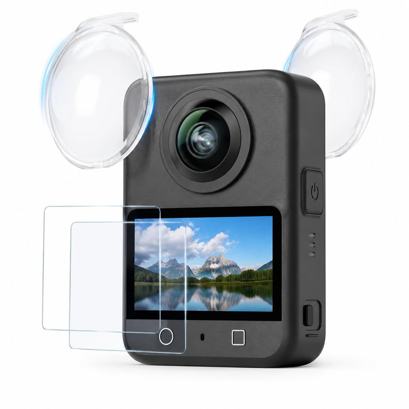 Screen Protector and Lens Guards for DJI OSMO 360 PC Lens Protector Cover | Clear 9H dji osmo 360 lens protector. Anti-smudge, smooth touch response, includes 2-pack lens and screen guards