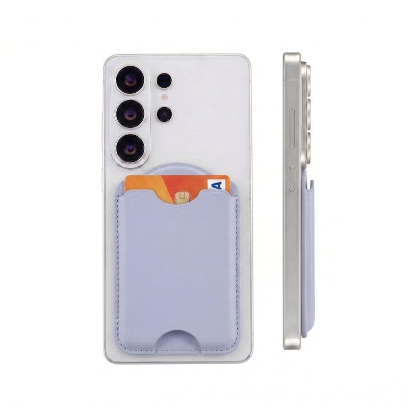 Magnetic Card Holder Wallet for Samsung Galaxy S23-S26 Ultra/Plus - Camera-Fit Cutout Design, Matte PU Leather for Magsafe Phone Card Pocket, 2-Card Slots, Slim (Light purple) Light purple