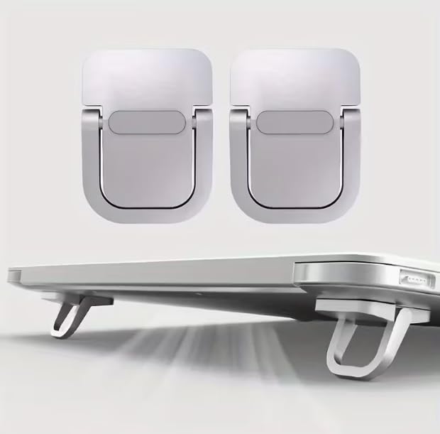 Adjustable Laptop Stand, Portable Laptop Riser, Laptop Stand for Desk Foldable, Ergonomic Computer Notebook Holder, Office Desk Accessories- Silver