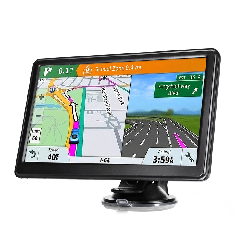 7" Car GPS,2026 NA Lifetime Free Map,256MB+16GB Voice Speed Red Light Alert | 3D Nav Maps, Multi-Language Voice Broadcast, Data-Free Offline Nav, Truck Restriction Alert, Sensitive Capacitive Touchscreen