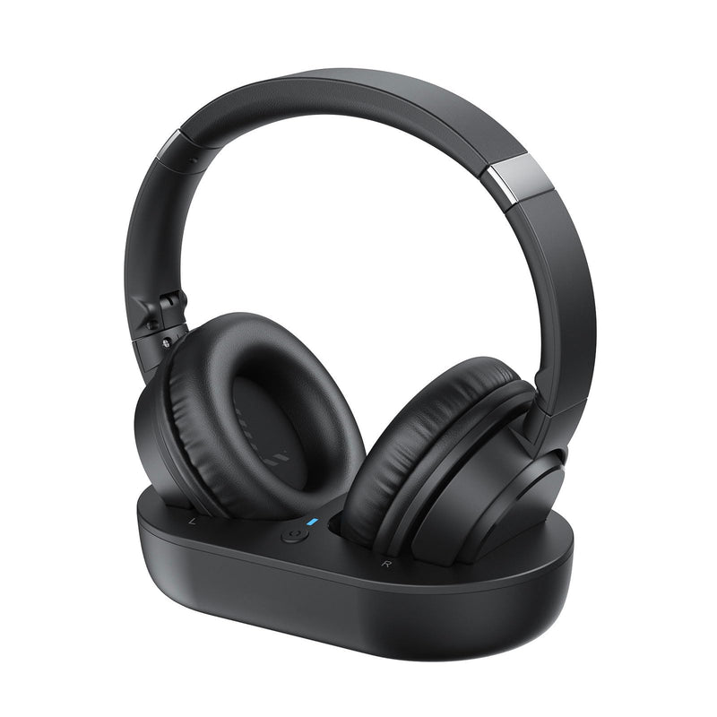 Wireless Headphones for TV, TV Headphones Wireless for Seniors with Easy Setup, Compatible with Most TVs, Charging Base, 65H Playtime, Low Latency Audio, TV Headset, Ideal for Dad, Mom Black