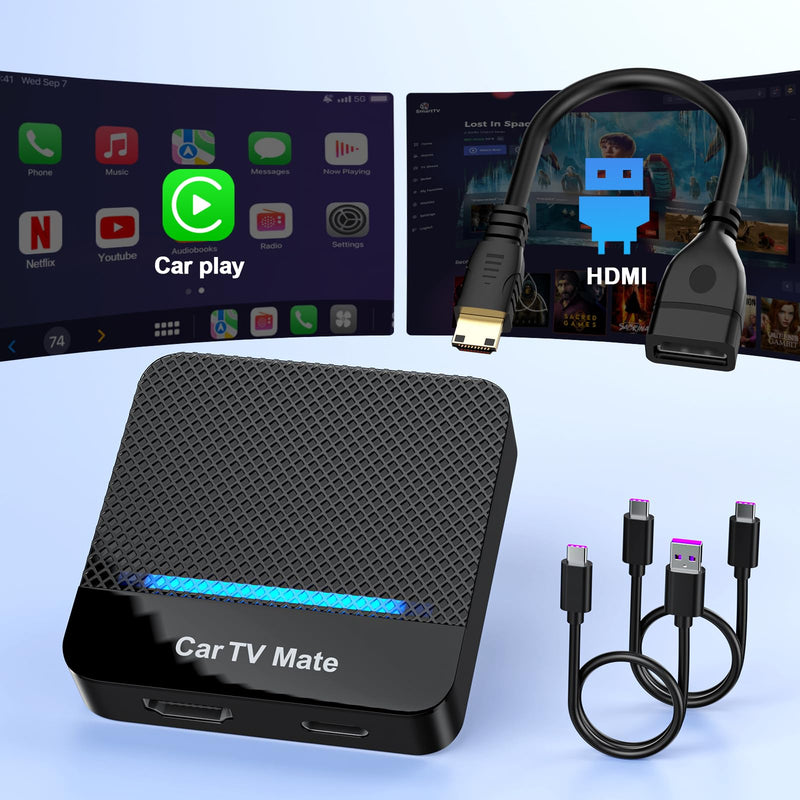 2-in-1 Car TV Mate Pro—Wireless CarPlay Adapter & HDMI Multimedia Adapter for TV Stick Converter/Game Consoles/Set-Top Box/Screen Mirroring, Plug & Play HDMI Cars T V Dongle Compatible Cars from 2016 Black1