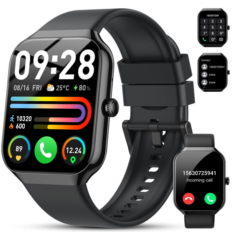 Smart Watch(Answer/Make Call), 1.96" HD Smartwatch for Men Women, 2026 Fitness Watch with 7/24 Heart Rate/Sleep Monitor/30+Day,113+ Sport Modes,IP68 Waterproof Fitness Activity Tracker for Android iOS A-Black