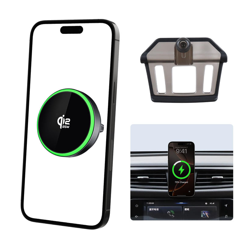 Qi2.2 25W Fast Wireless Charger Car Phone Mount for Nissan Rogue 2014-2020 | Rogue Sport 2017-2023, Magsafe Accessories Fast Charging Magnetic Cell Phone Holder Clip Compatible with iPhone Android