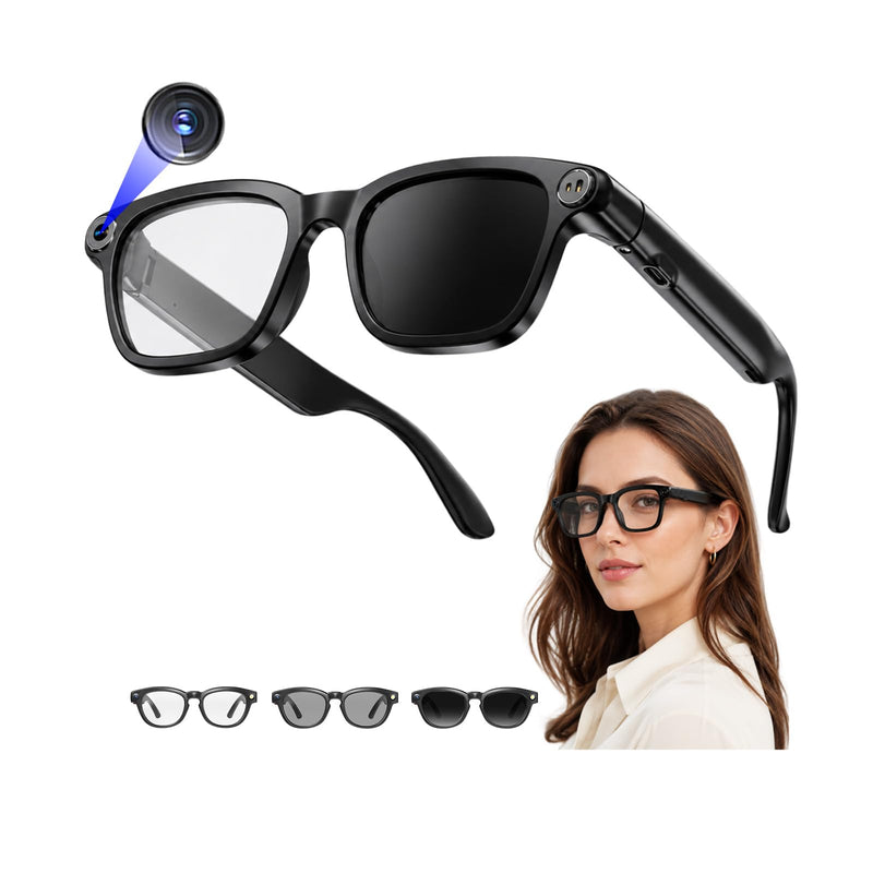 AI Smart Glasses with Camera,Photo Capture &4k Video Recording Glasses,Real-Time Translation, Open-Ear Audio, Object Recognition, Camera Sunglasses AI Assistantfor Vlogging, Travel, Business