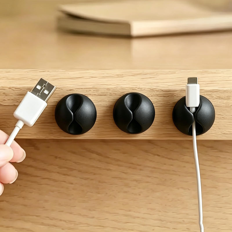 Cable Management Clips 5 Pack Cord Organizer Holder for Desk Wire Clips for USB Cable Charger Office Organization Black