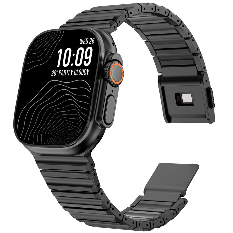 CHANCHY Grade 4 Titanium Silicone Magnetic Band for Apple Watch Bands Men | Titanium Silicone Dual-Layer Link 44/45/46/49mm, Business & Outdoor, Fits Apple Watch Ultra 3/2/1 Series 11 10 9 8 7 6 5 4 SE Titanium Edition, Black-Gray