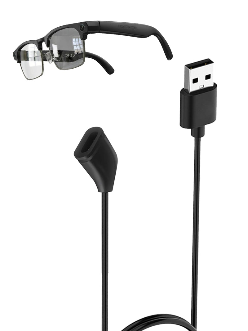 for EGQINR AI Smart Glasses with Camera Charging Cable, 3-Layer Safe Charging Protection, Ultra-Soft Flexible Cable, Safe Material,Black