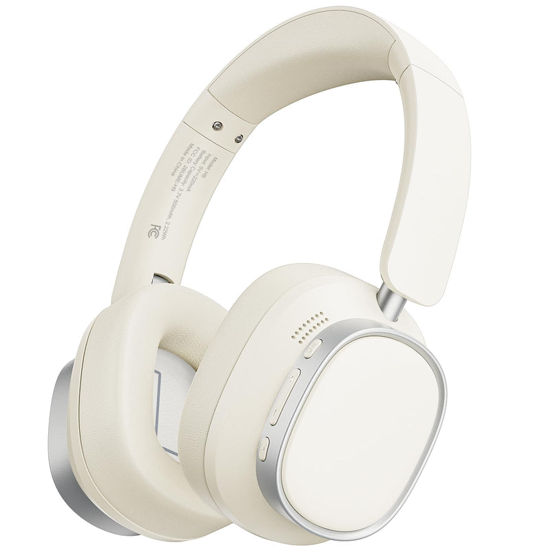 Active Noise Cancelling Headphones,78H Wireless Bluetooth Headphones | Over-Ear Headset,Bluetooth 6.0,Hi-Res,Low Latency,Foldable,Built-in Microphone,Ideal for Travel,Home,Office,Cellphone,PC Wheat White