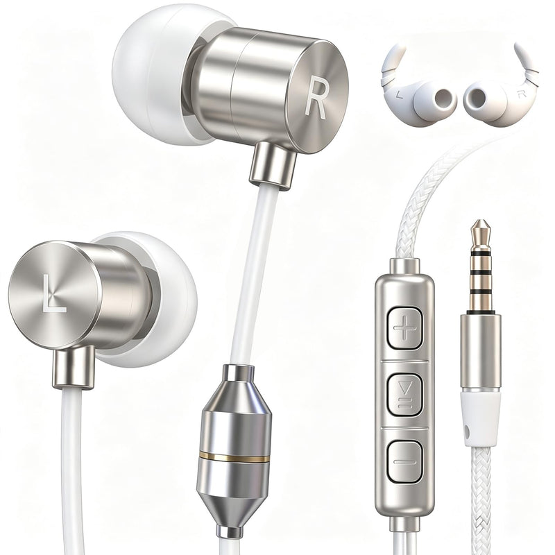Air Tube Headphones 3.5mm – EMF Free Anti Radiation Wired Earbuds with Noise Reduction Mic & Volume Control – Zero EMF Earphones for Pregnancy, Long Calls – In Ear Comfort for Android, PC, Laptop