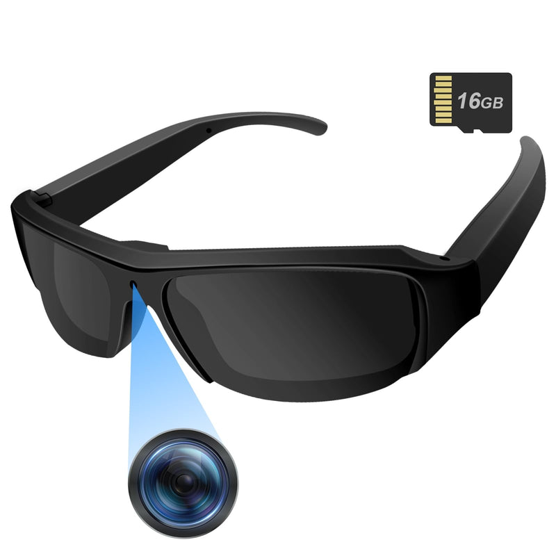 Camera Sunglasses Sports Action Camera Glasses 1080P Video Smart Glasses Cam UV Protection Polarized Lens Support Photos/Videos Recording mit 16GB Micro SD Card & Card Reader for Outdoor Activities 16.0 GB