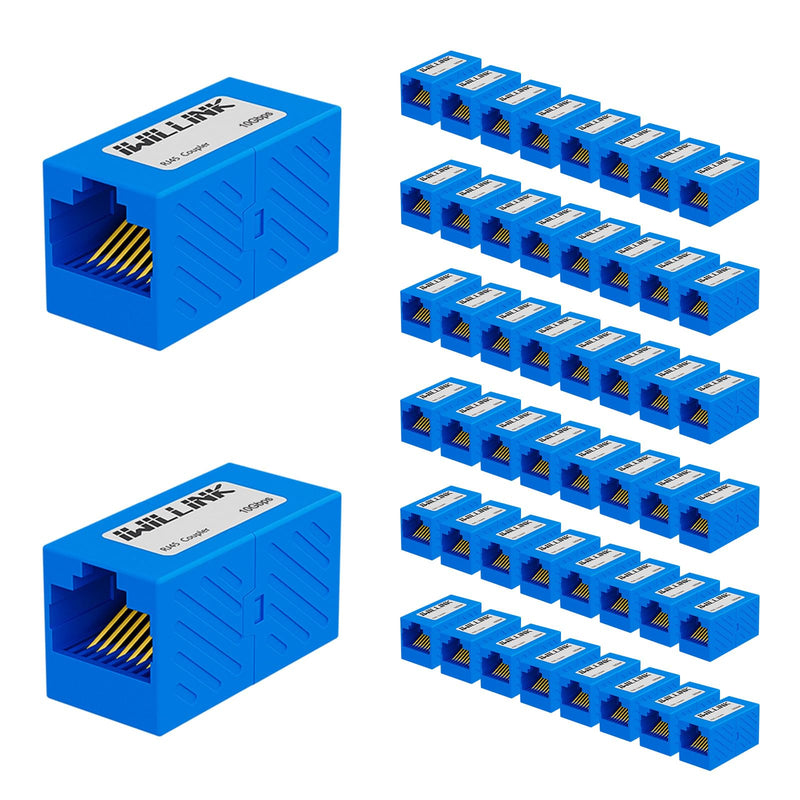 iwillink RJ45 Coupler Ethernet Connector, Female to Female, 50 Pack, Blue | Extender Adapter, For Cat7 Cat6 Cat5e Cat5 Ethernet Cable Female Connector