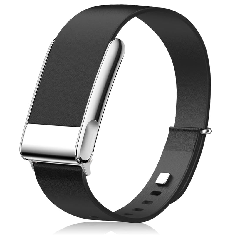Yeahxing Leather-Band Compatible with Whoop-5-One-Peak-Life-MG - Wristband | Genuine leather replacement strap. Fits Whoop 5.0/One/Peak/Life/MG. Not for Whoop 4.0. For men & women. Black-Slim
