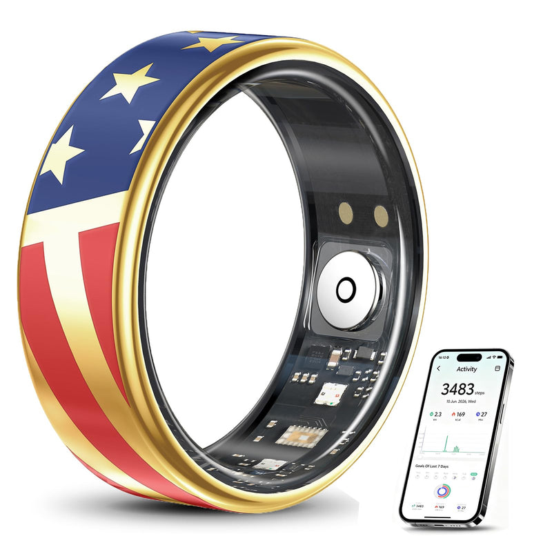 Smart Ring Fitness Tracker Men & Women, Health Sleep Tracker (Gold, #10) | Heart Rate, Blood Oxygen, HRV, Stress Monitor, No Subscription, IP68 Waterproof, iOS & Android