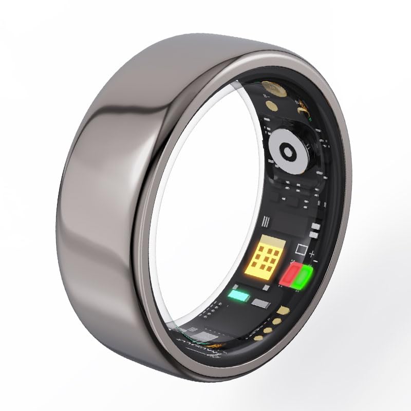 Smart Ring Health Tracker for Men WomenHeart Rate, Blood Oxygen, Sleep Monitor, Step Counter,5ATM Waterproof, Remote Camera Control No Subscription Fee Fitness Ring with Charging Case (Silver, 11#) Silver 11#