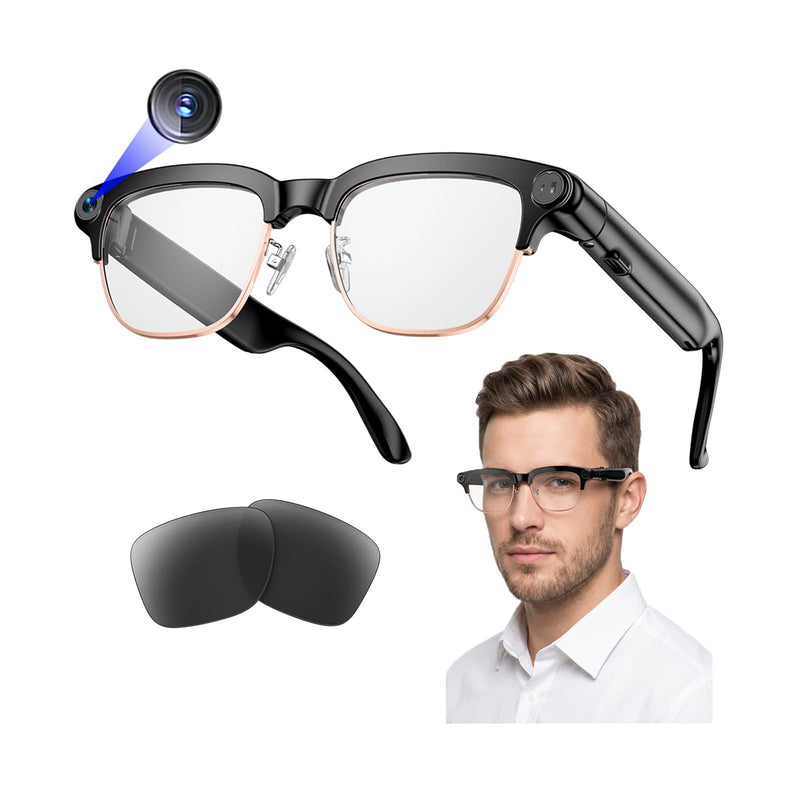 AI Smart Glasses with Camera,Photo Capture &4k Video Recording Glasses,Real-Time Translation, Open-Ear Audio, Object Recognition, Camera Sunglasses Chatgpt AI Assistant