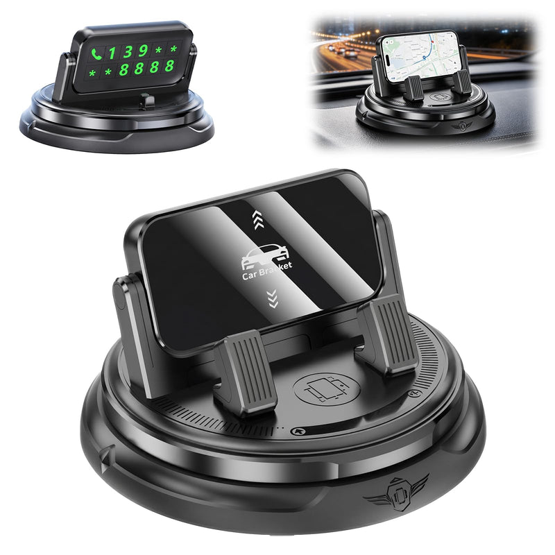 Car Phone Holder 360 Degree Rotation, 2026 New Dashboard Phone Mount with Adjustable Spring Clip for Smartphones