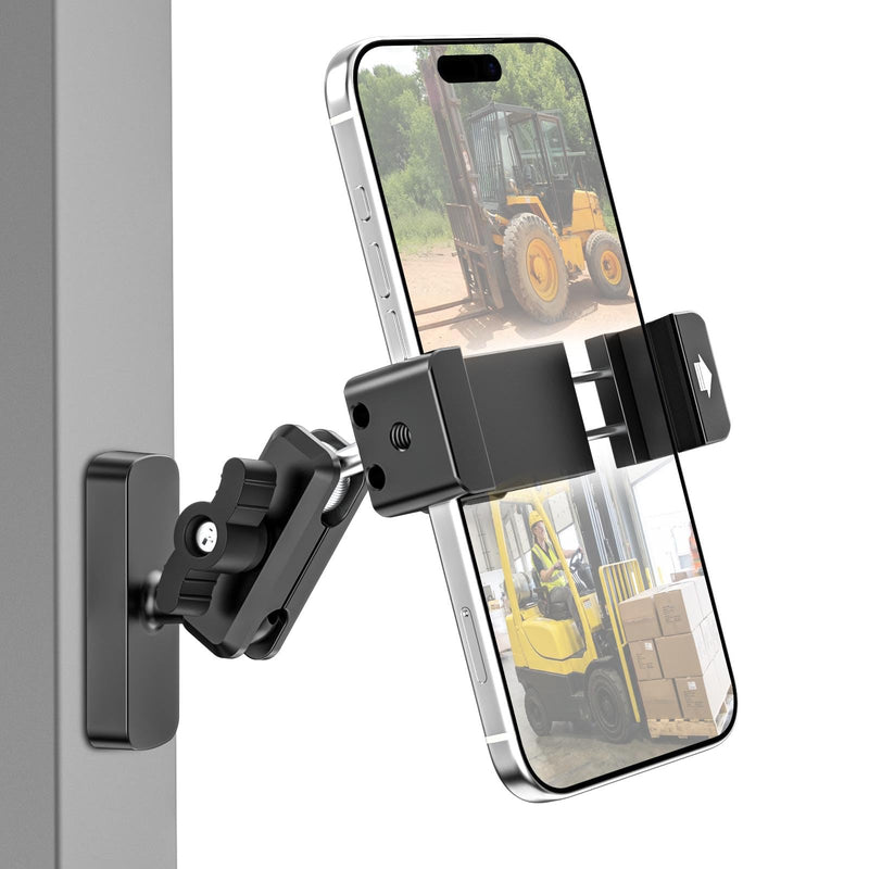Forklift Phone Mount, [Never Fall off Industrial N56 Magnet] Aluminum Magnetic Forklift Truck Phone Holder, 360° Adjustable Arm Operator Cab Frame Cellphone Stand for iPhone, Galaxy, 4-7" Phone