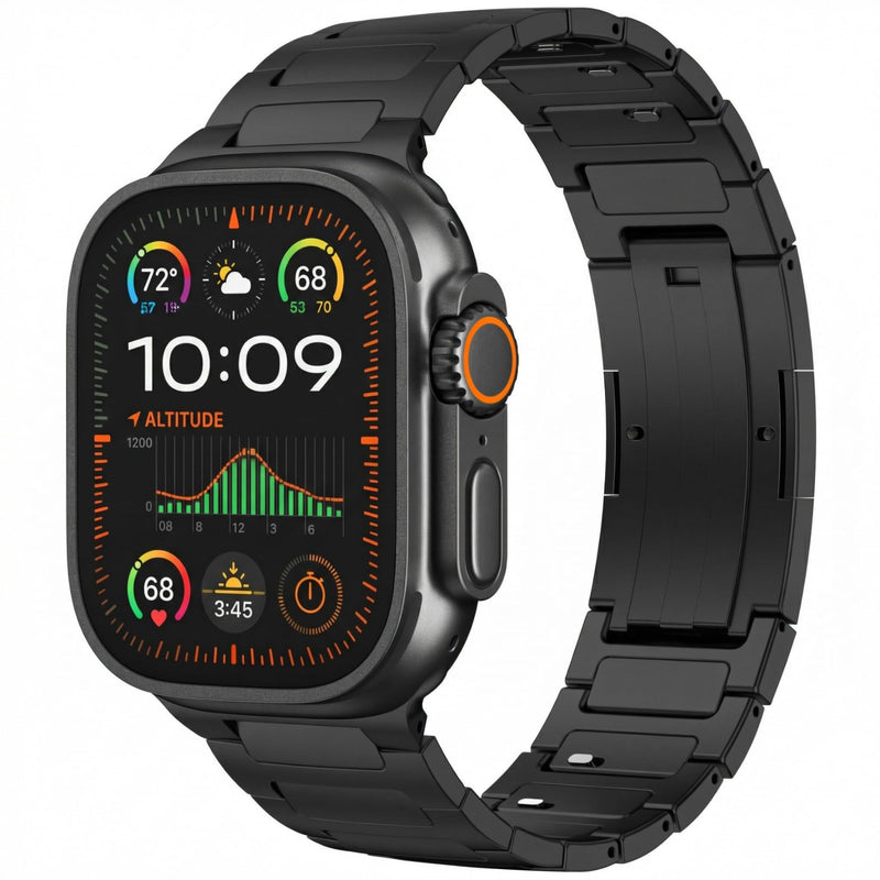 Pure Titanium Bands Compatible with Apple Watch Ultra 3/2/1 Series 11 10 9 8 7 6 5 4 SE, Band for Apple Watch 49mm 46mm 45mm 44mm, 49g Lightweight Titanium Metal Strap for iWatch Black 49mm/46mm/45mm/44mm