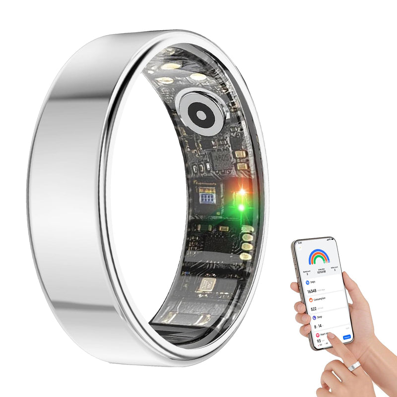 BENIO Gen2 Smart Ring for Women Men Sleep Health Fitness Tracker | 26 Upgr, 5ATM Waterproof, Step/Sleep/Blood Oxygen/Heart Rate Tracker, No Subscription, with iOS and Android Sliver 9#
