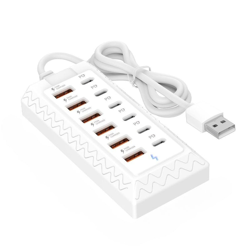 12-Port USB Hub, Compact Multi-Device Interface Station for Laptops, Tablets and Electronics Home Office Use