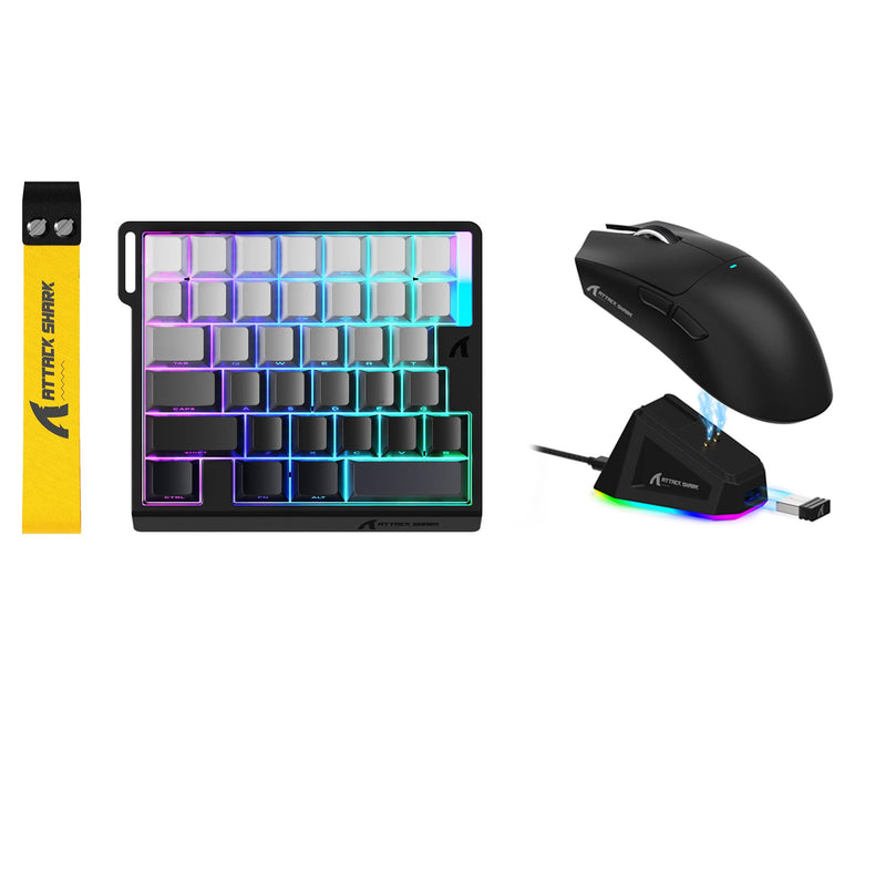 ATTACK SHARK M36 HE Gaming Keypad & X11 Wireless Gaming Mouse Combo, 36-Key Magnetic Switch Keyboard, 8000Hz Polling Rate, 0.01mm Rapid Trigger, PAW3311 Sensor, 22,000 DPI, RGB Dock, Gradient Black