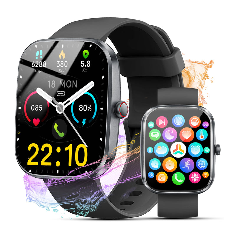 2026 New 1.91" HD SmartWatch, Fitness Watch with 120+ Sport Modes, Smart Watch for Men Women (Answer/Make Call), IP68 Waterproof, Heart Rate/Sleep Monitor, Pedometer, Activity Tracker for Android iOS Morden Black
