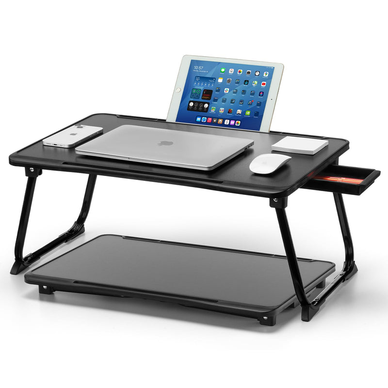 ‌CELNAVOS Lap Desk - 23.6" Large Portable Laptop Stand with Metal Legs, Built-in Storage Drawer & Non-Slip Lip - for Home Office, Gaming, Writing, Meals, Fits Adults and Kids